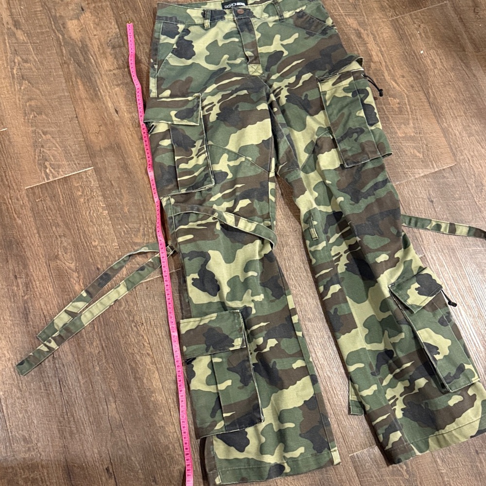 Fashion Nova Level You Up Camo Cargo Pant - Olive/combo (S) - Picture 10 of 13
